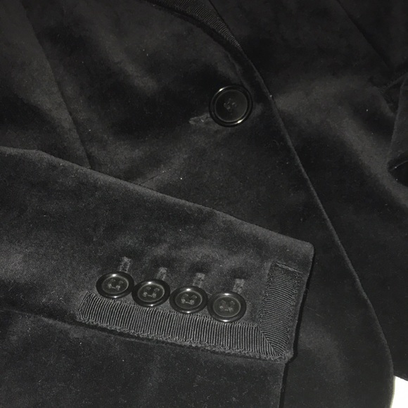 Velvety Black One Button Tuxedo Blazer - Picture 5 of 6